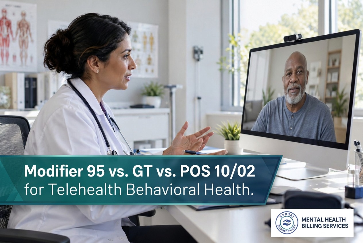 Modifier 95 vs. GT vs. POS 10/02 for Telehealth Behavioral Health